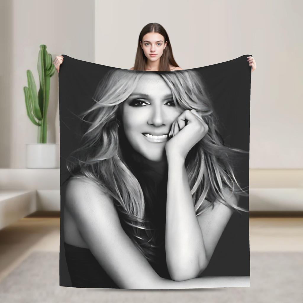 Celines Dion Siger Blanket Music Fuzzy Vintage Soft Throw Blankets for Home Summer