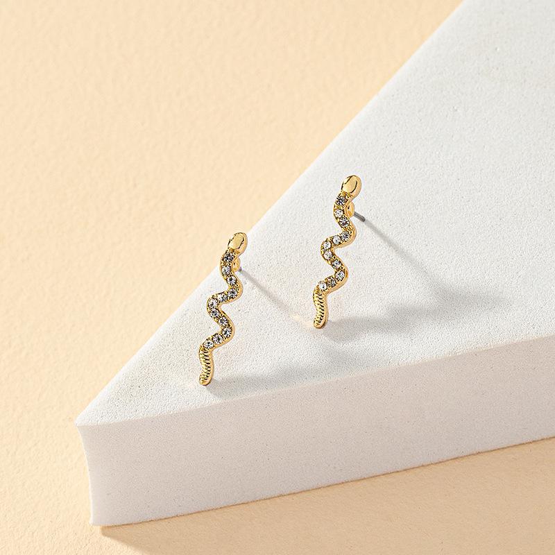 

Винтажные серьги со знаком корейского зодиака - Змея: Французские ретро серьги-пусеты со стразами для женщин