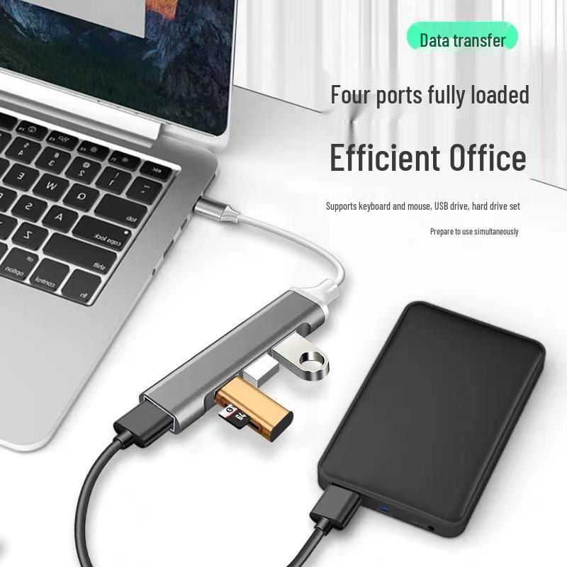 USB 3.0 Mini Aluminum Type-C Hub: 4-Port Splitter Docking Station