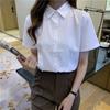 Women's White Shirt Work Clothes Short Sleeves Slim Fit Small Work Waiter Casual Versatile Shirt Professional Women's Clothing
