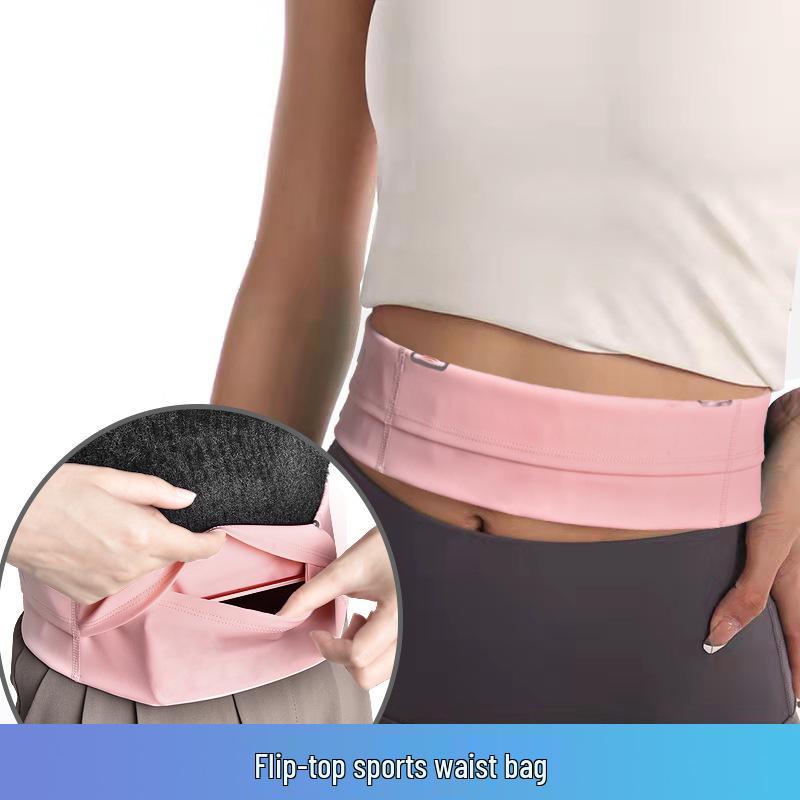 Unisex Large Capacity Elastic Running Waist Belt - Double Layer, Invisible Phone Storage for Marathon & Fitness