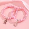 Red Ribbon Breast Cancer & AIDS Awareness Jewelry Set: Necklace, Nurse Bracelet, Badge
