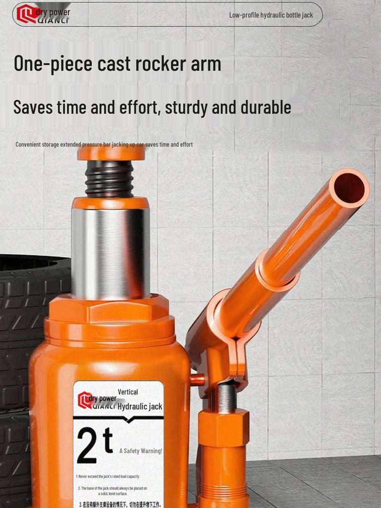 Low-Profile Hydraulic Jack with Safety Valve for Cars and Off-Road Use