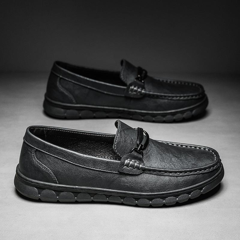 

Обувь Doudou Мужские кожаные туфли с одной педалью Lazy Loafer Бордовые туфли Модные импортные мужские туфли высокого класса для вождения 44 чёрный