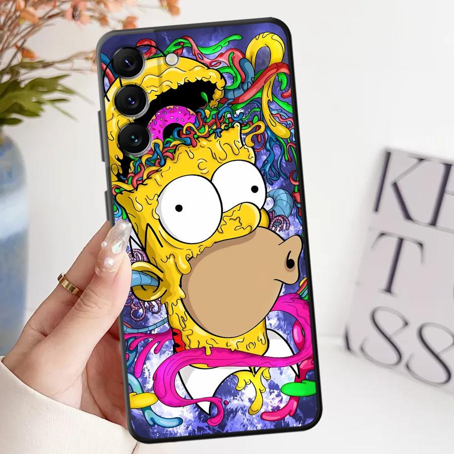 Black Soft Phone Cover Case for Samsung Galaxy A32 A25 A71 A41 A35 A26 A72 A24 A55 A36 A23 A53 A51 A73 A22 A52 Funny Homer