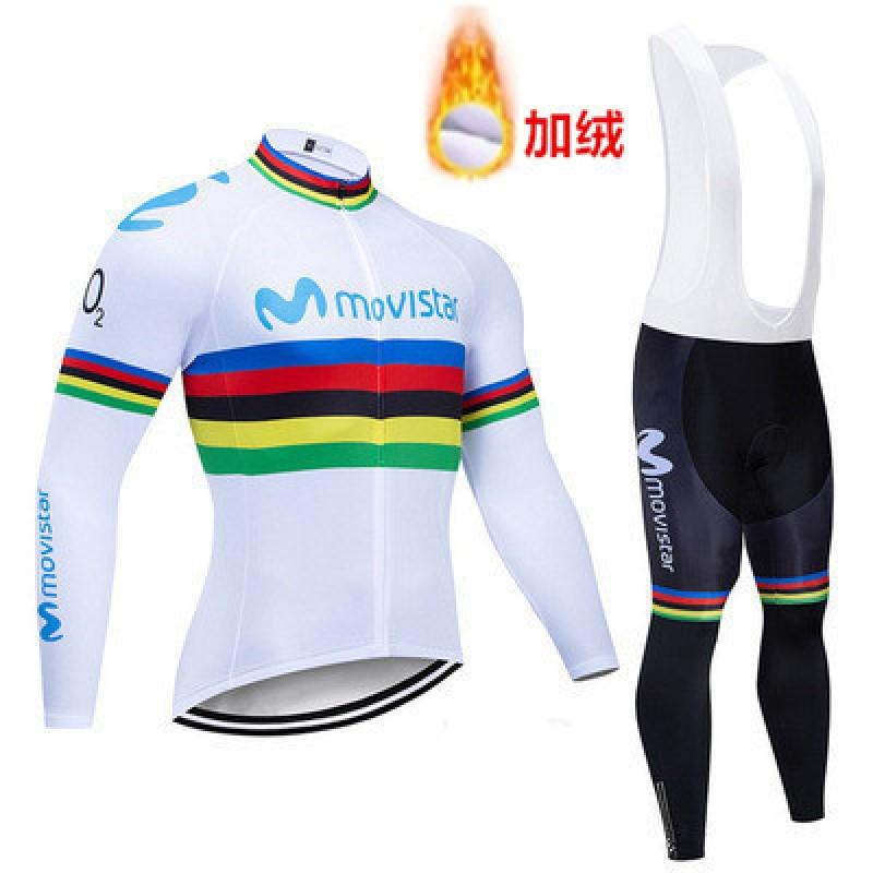 Winter Thermal Cycling Jersey Bib Pants Set Men Women Long Sleeve Fleece Warm Mountain Bike Outfit