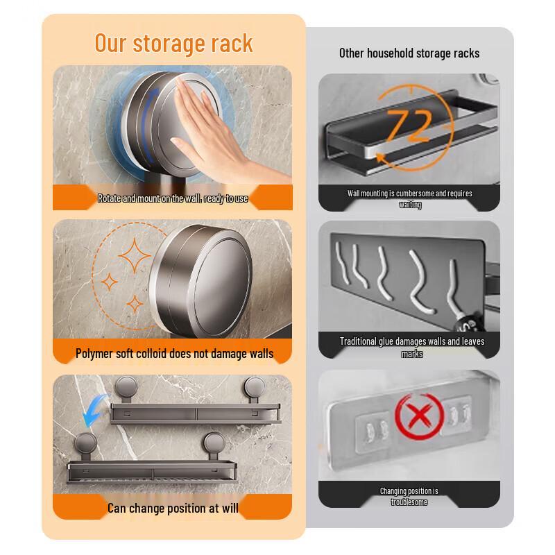 Bathroom Space Aluminum Punch-Free Storage Rack