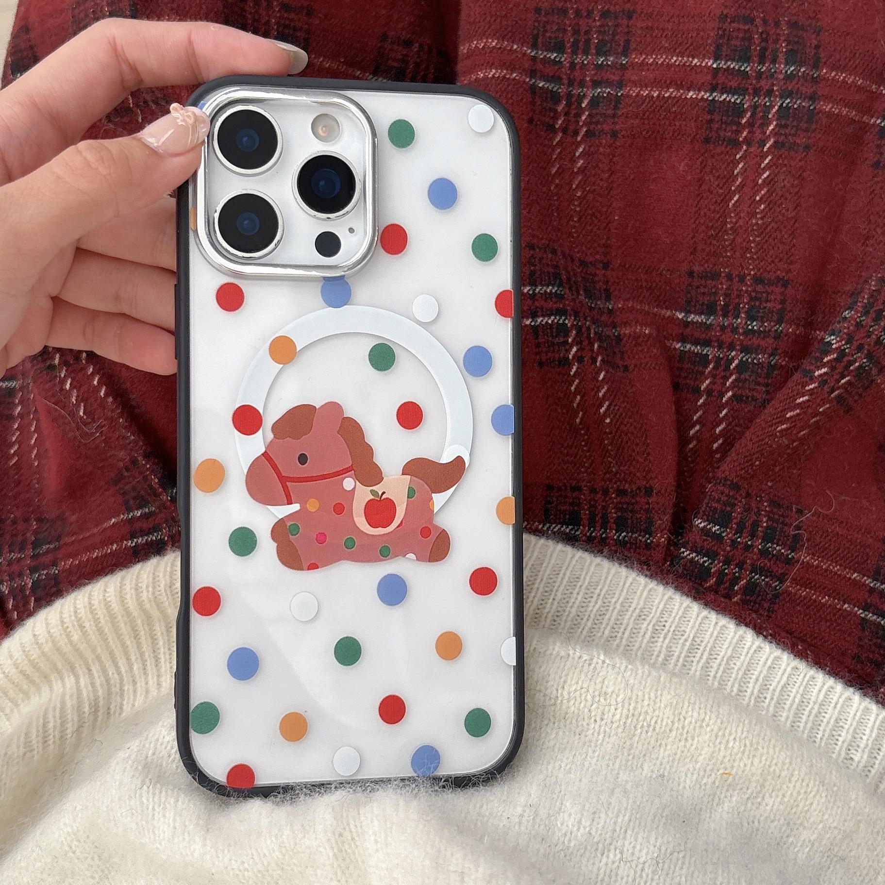 

Polka Dot Pony Magnetic Cartoon Case for iPhone 16 Pro Max and Apple 15ins 16 PRO