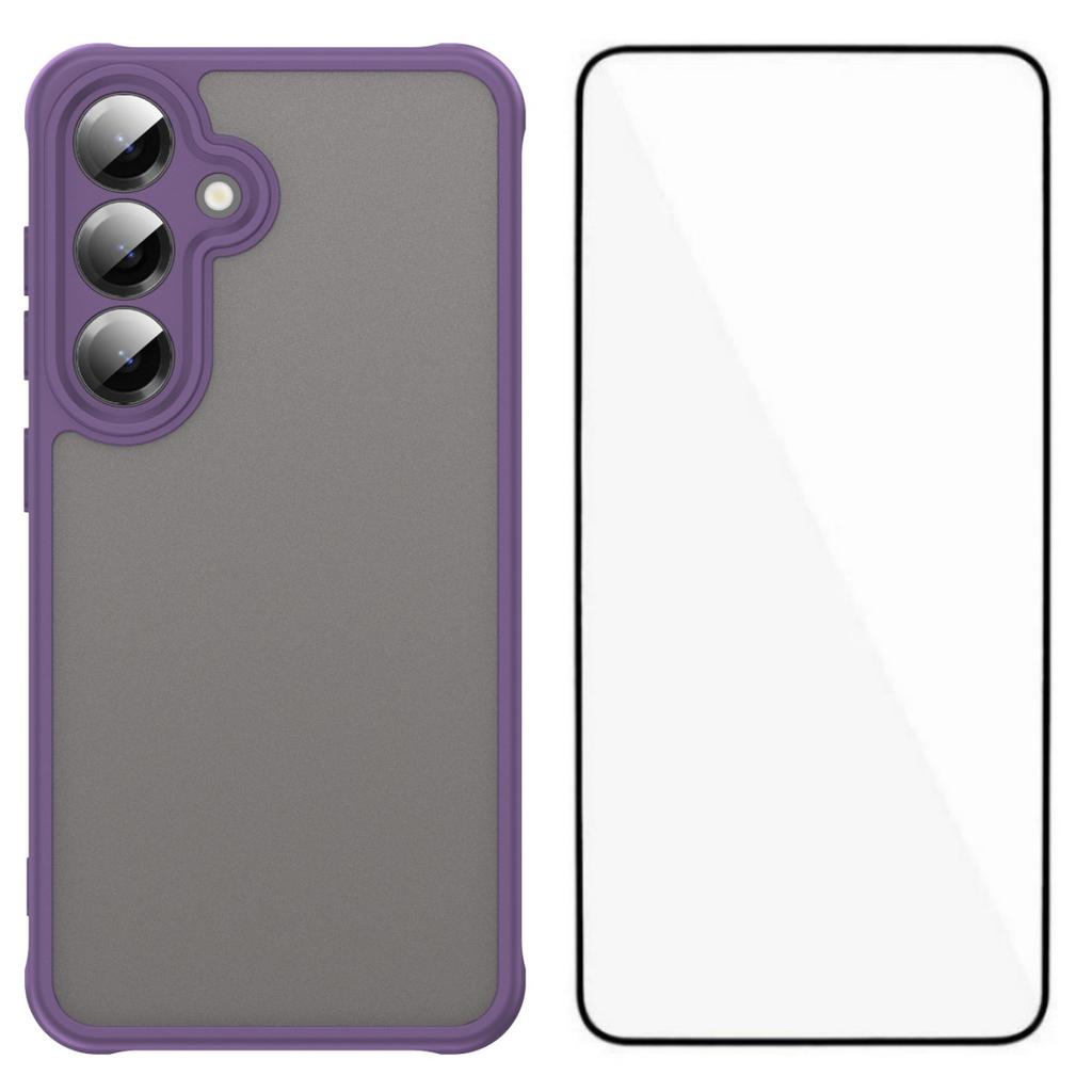 For Samsung Galaxy S24 Case with Screen Film WANLONFENG FD Series Skin Touch TPU PC Phone Back Cover