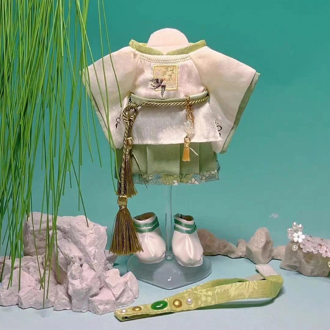 

Оригинальная 20 см хлопковая кукла игрушка ретро одежда головной убор пальто брюки обувь драгоценные камни реквизит DIY одеваются мягкие куклы идол аксессуары fit for 20cm doll зелёный