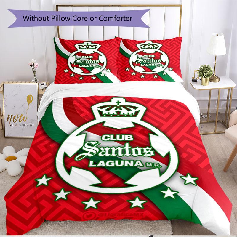 3pcs Duvet Cover Set (1*Duvet Cover + 2*Pillowcase, Without Core), Club Santos Laguna Print Soft All‑Season Bedding Set, Home Bedroom Decor Gift