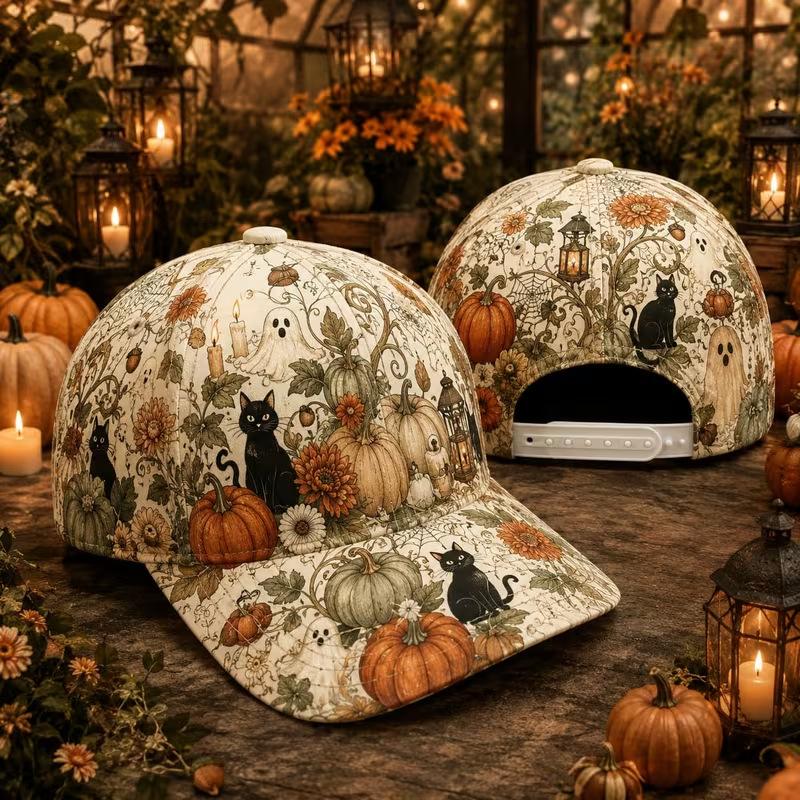 D Hot Sale Halloween Garden Morning Wear Baseball Cap Digital Printing Festival Celebration Pumpkin Cap