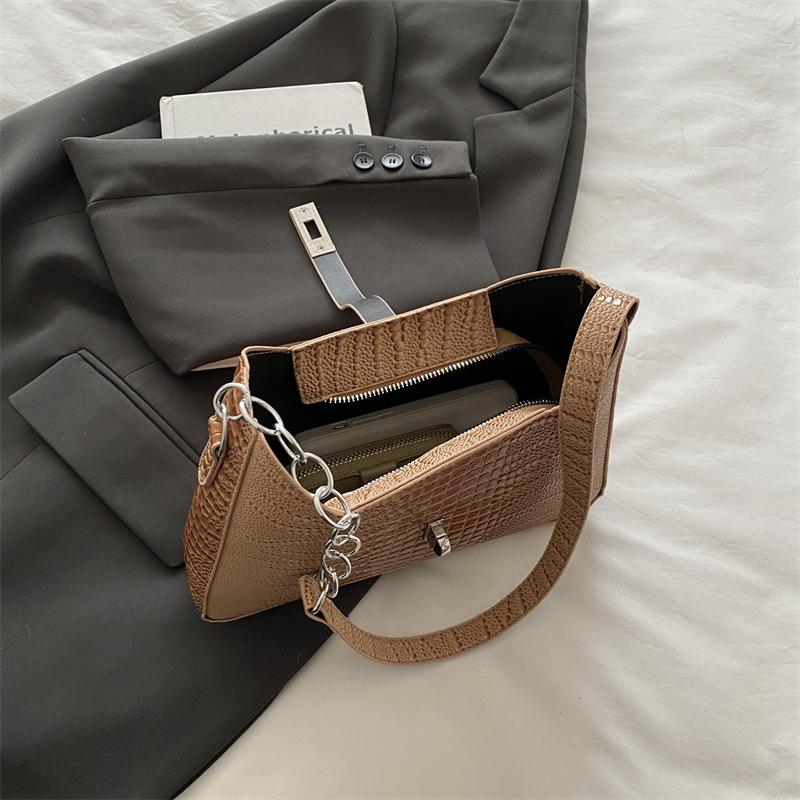 2025 Spring and Summer New Women's Fashion Retro Crocodile Pattern Texture Handbag European and American Trend Shoulder Bag Underarm Bag