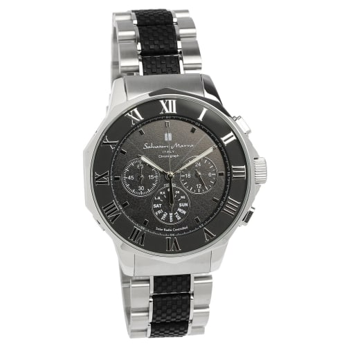 

Salvatore Marra Men s Radio-Controlled Solar Chronograph Watch with Full Auto Calendar