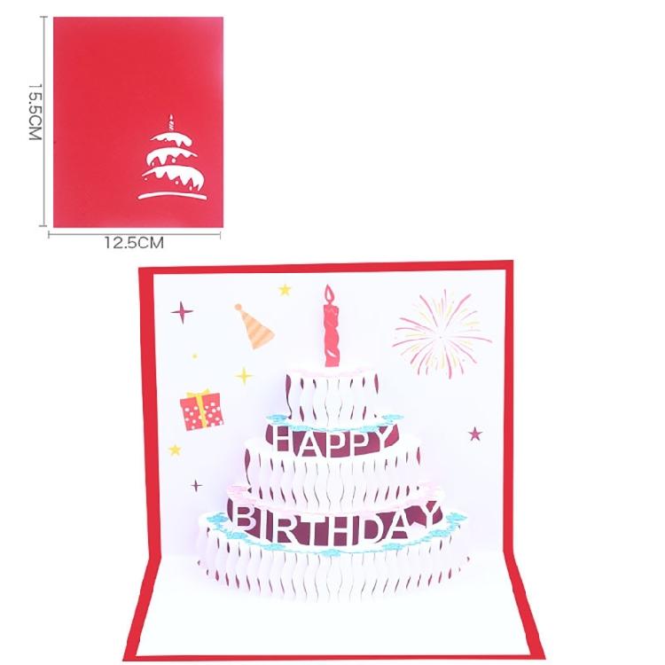 Artistic Popup Birthday Card 3D Cake Greeting Card Stylish Party Invitation Card for Birthdays and Festives Gatherings