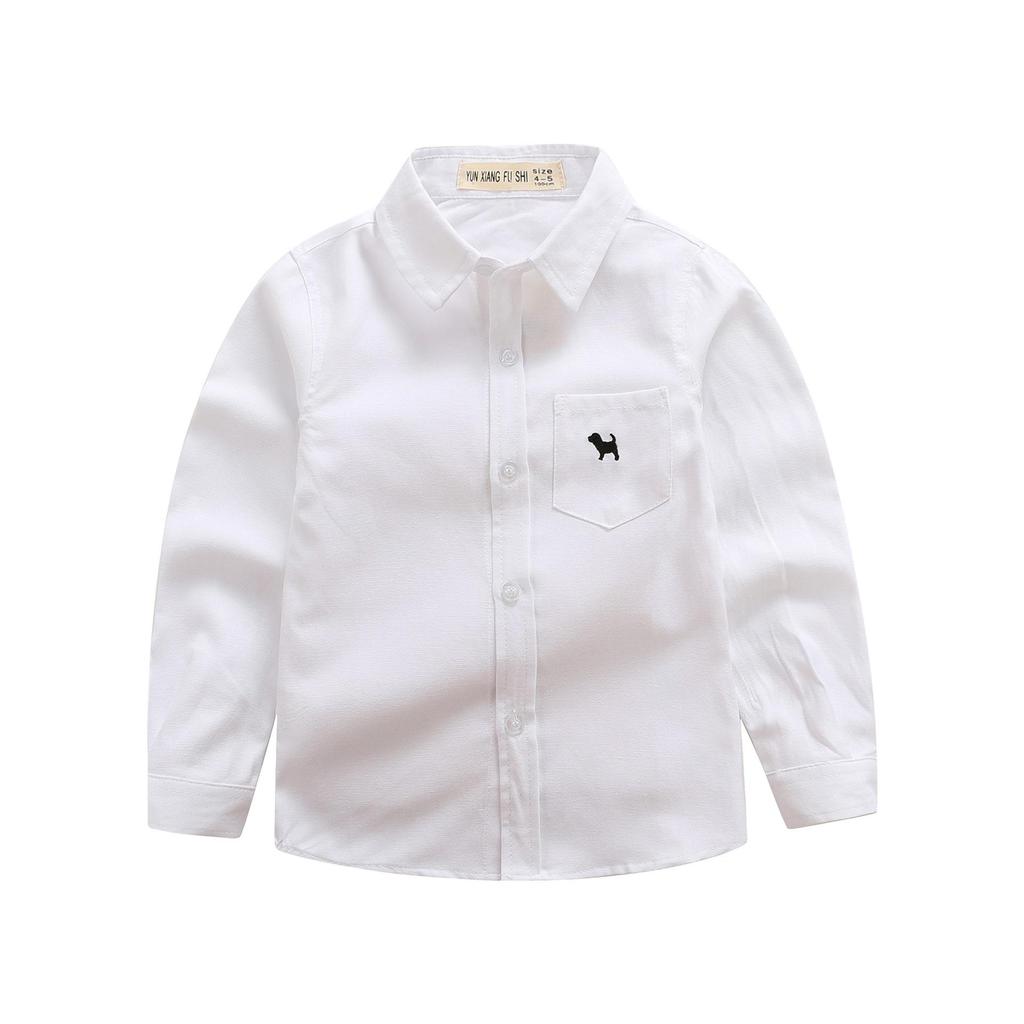 Boys' Blue Knight Long Sleeve Shirt for School Uniform or Performance, White, Spring/Autumn