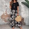 1116 New European and American Fashion High-Quality Short Sleeve Shoulder T-Shirt and Long Pants Set WA11+MR16