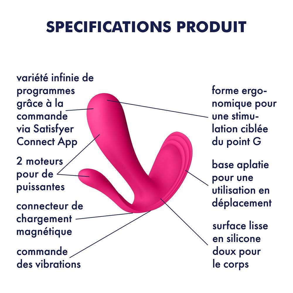 3 En 1 Vibromasseurs Et Stimulateur Clitoridien Rose Connecté Top Secret + Satisfyer Cc597755