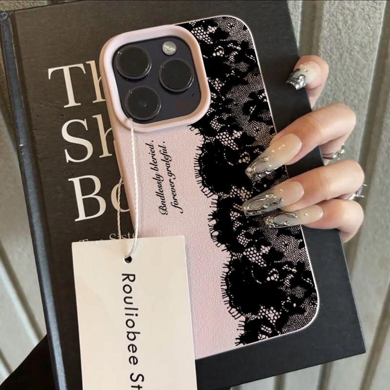 

Black Lace Letter Pattern Phone Case For IPhone 17 16 15 14 13 12 11 Pro Max XS X XR 16 Plus 17 Air 16E Soft Candy Cover iphone 12