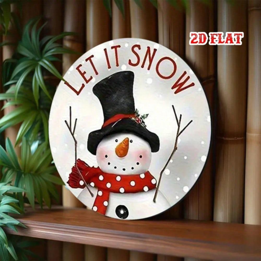 Snowman Tin Metal Sign Vintage Winter Wall Decor Red White Polka Dots Home Cafe Christmas Holiday Decoration