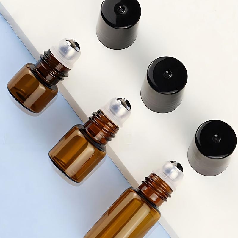4pcs 0.03/0.07/0.1/0.17oz Amber Roller Bottles,Empty Rollerball Essential Oil Bottles,Perfume Dispensers,Transparent Waterproof Rollerball Bottles