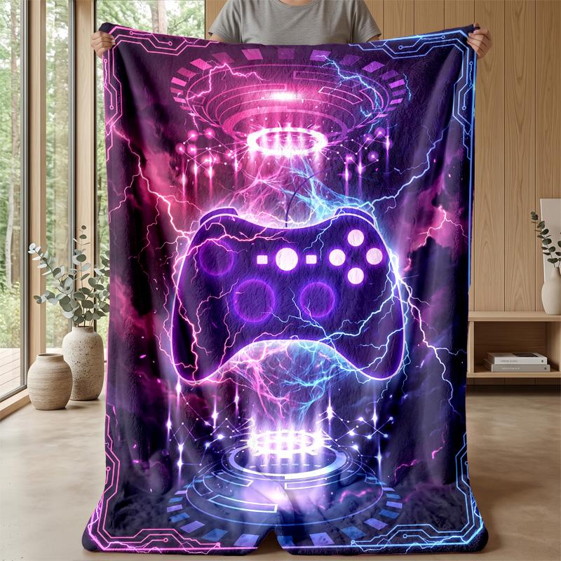 Cyberpunk Game Controller blanket Personalized Name Flannel Blanket Soft Cozy Plush Throw for Sofa Bed Lightweight Home Decor