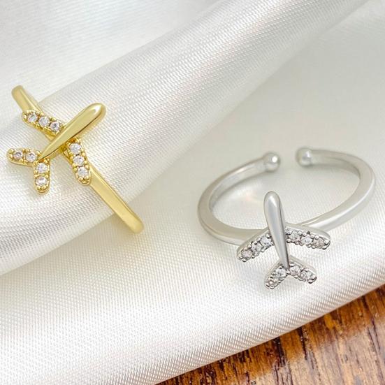 Girls Ring Casual Opening Copper Female Ring Dazzling Rhinestone Airplane Ladies Ring Female Ring Jewelry Accessories