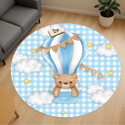 1pc Bear Balloon Round Chair Mat Area Rug - Non-Slip, Floor Mat for Office, Bedroom, and Indoor Decor C1125160