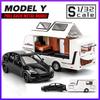 1/32 Scale Tesla Model Y Caravan Metal Diecast Alloy Toy Car Model Trucks For Kids Toys Vehicles Hobbies Collection