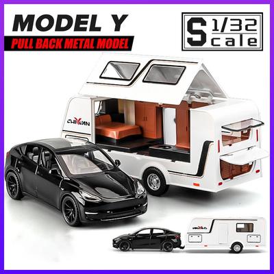 1/32 Scale Tesla Model Y Caravan Metal Diecast Alloy Toy Car Model Trucks For Kids Toys Vehicles Hobbies Collection