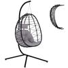 Hanging Egg Chair Outdoor Indoor Garden Swing Chair with Folding Basket, Thickened Cushion, Garden Hanging Chair with Stand, Headrest for Patio