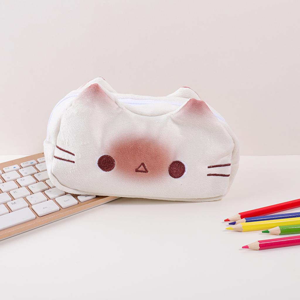 Cute cat pencil case, creative and quirky stationery bag, portable storage bag, student desktop stationery storage bag