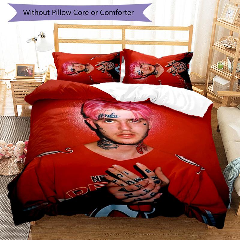 Neon Style Lil Peep 3pcs Bedding Set Duvet Cover Closure Includes 1 Duvet Cover & 2 Pillowcases for All Seasons Bedroom Home Dorm Decor