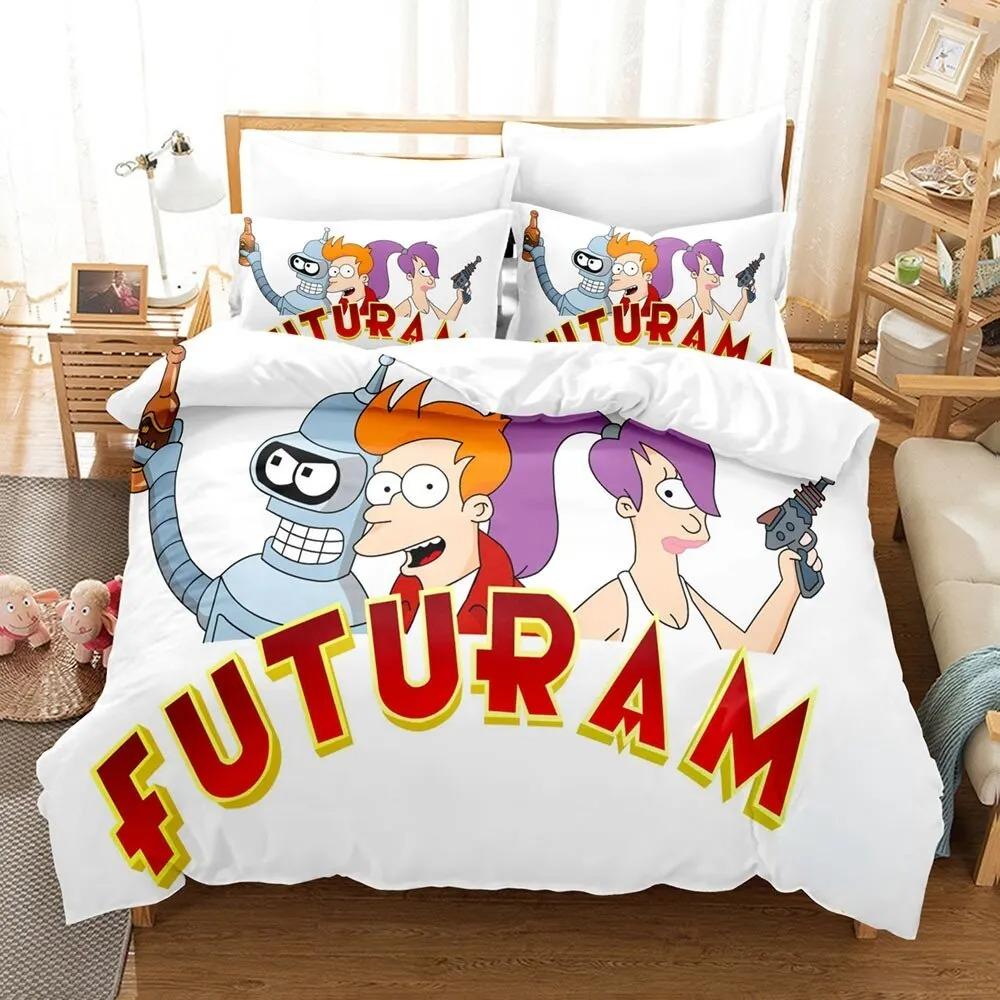 

3D Мультяшный Постельный Комплект Футурамы Бендер для Мальчиков и Девочек Размер Твин/Полуторный Королева Пододеяльник Наволочка Кровать Детский Взрослый Мода Домашний Текстиль EU single(135x200cm)
