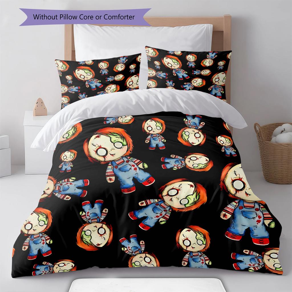 Chucky Pattern Bedding,Quilt Set Quilt Cover Pillowcase Home Birthday Gift (1 * Duvet Cover + 2 * Pillowcase, Without Core)