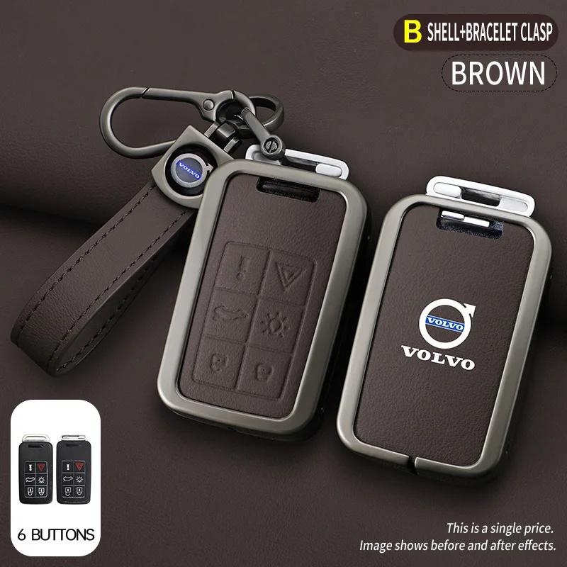 Tqmjd6 1Pc Full Buttons Cover Zinc Alloy Key Shell for Volvo XC40 XC60 XC90 S60 S90 V50 V70 V90 V60 V40 S80 EX30 Shockproof Auto Parts