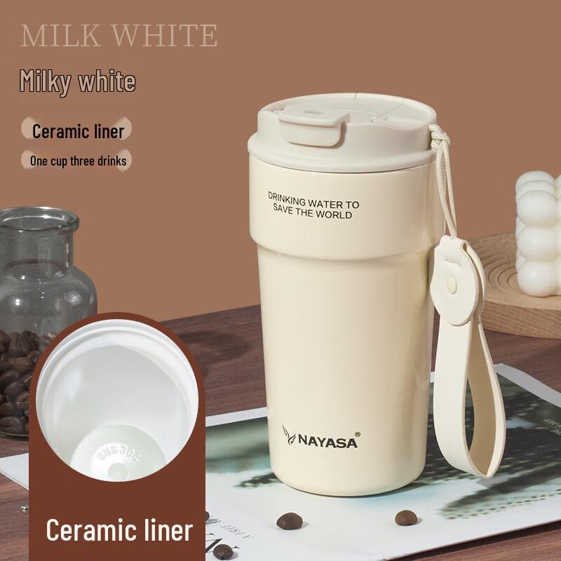 OLOEY Ceramic Insulated Portable Dual-Drink Coffee Mug