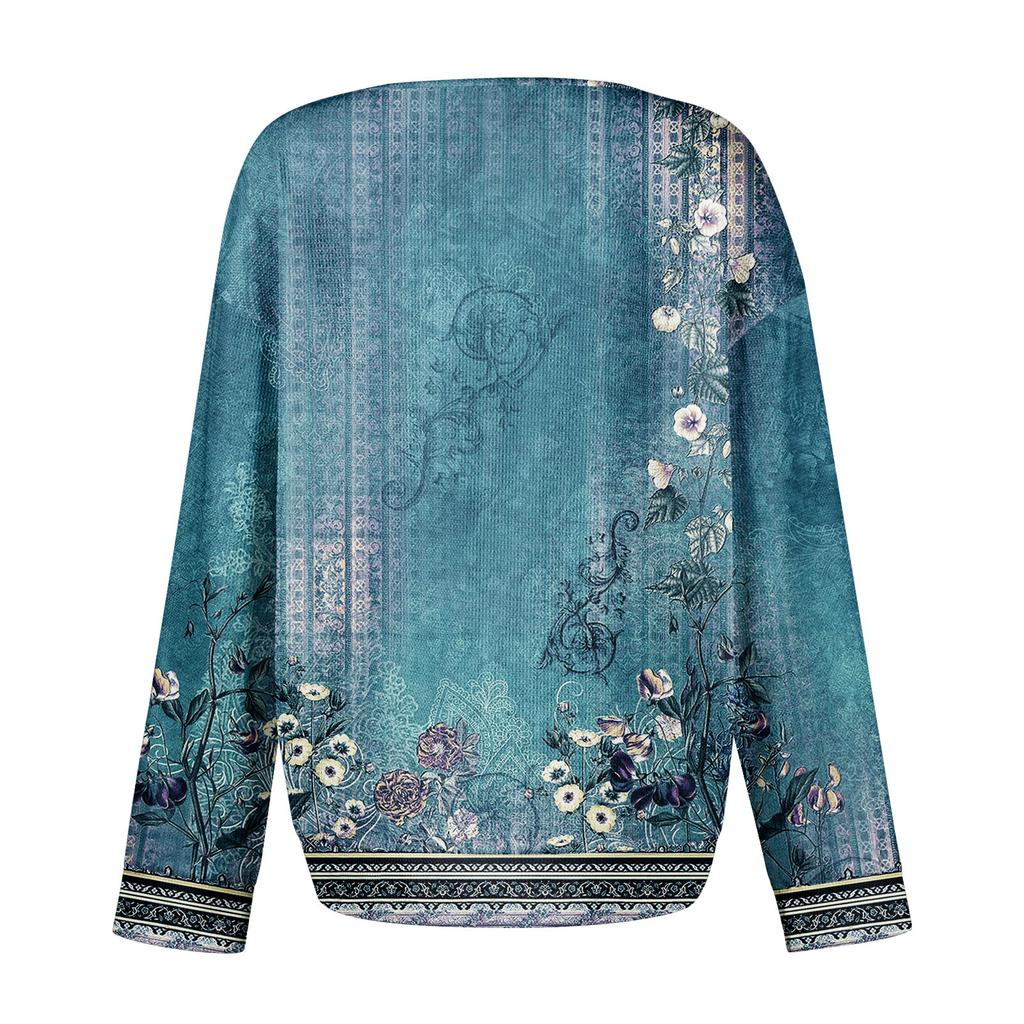 Women's Casual Shirts Long Sleeve Tops Button Up V Neck Loose Knit Fall Favorites For Women