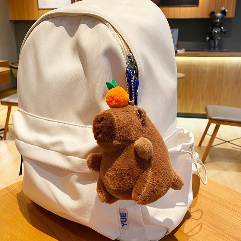 Cartoon Plush Fun Persimmon Keychain With Wiggling Tail Capybara Decoration Bag