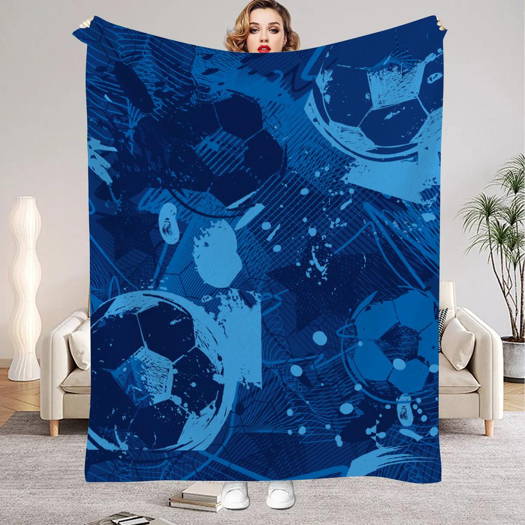 1pc Flannel Blankets Colorful Football Printed Quality Soft Warm Throw Blanket Winter for Kids Boys Couch Bed Fluffy Bedspread