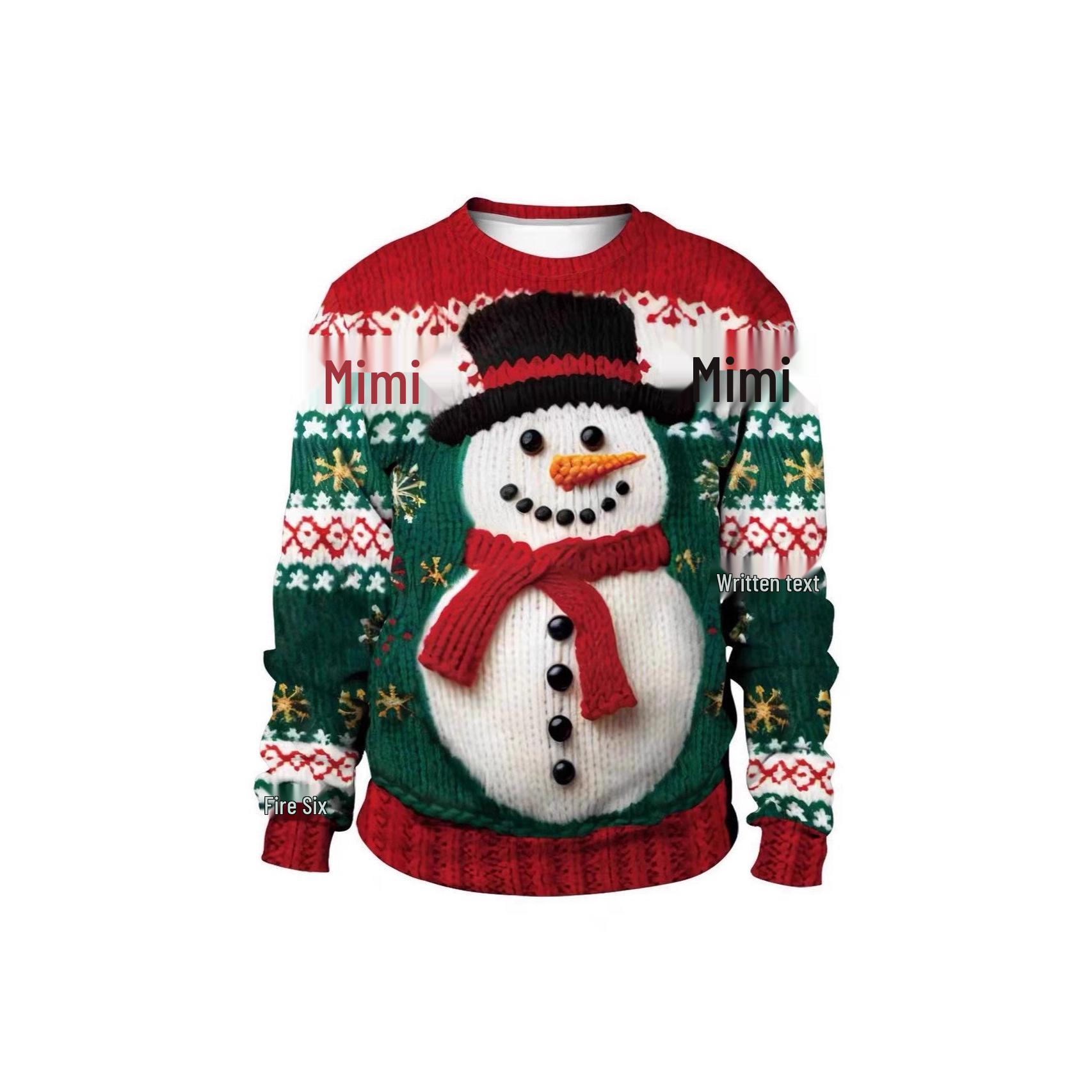 

3D Snowman & Christmas Tree Faux Wool Sweater 2XL