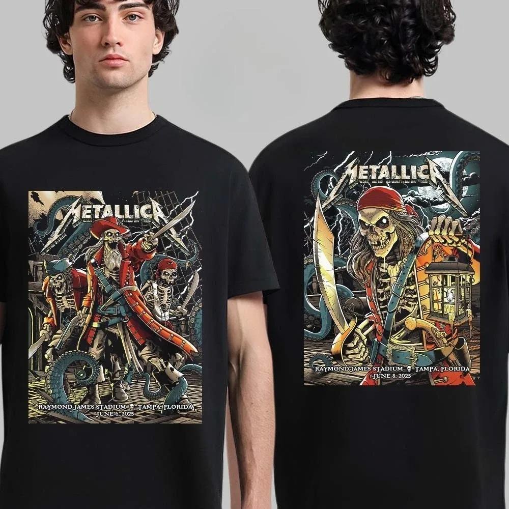 Heavy Metal Band Merallica Global Tour Mercah T-shirt Men Women Oversized Loose Casual Tees Streetwear Harajuku Fashion Cotton Top