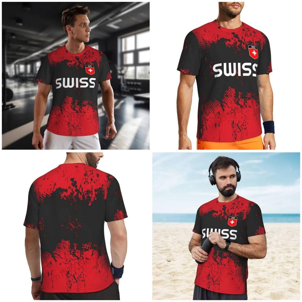 Switzerland Swiss SUISSE Soccer Football Tshirt Print 3D Flag National JERSEY CHEER Training Round Neck Unisex Men Women Sport Short Sleeve Uniform