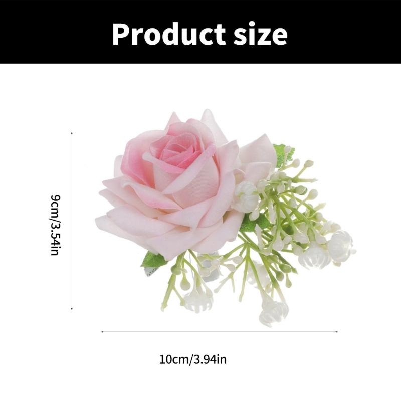 Artificial Silk Flower Groom Boutonniere Wedding Wrist Corsage Silk Flower for Special Event Business Meeting Photo Wear