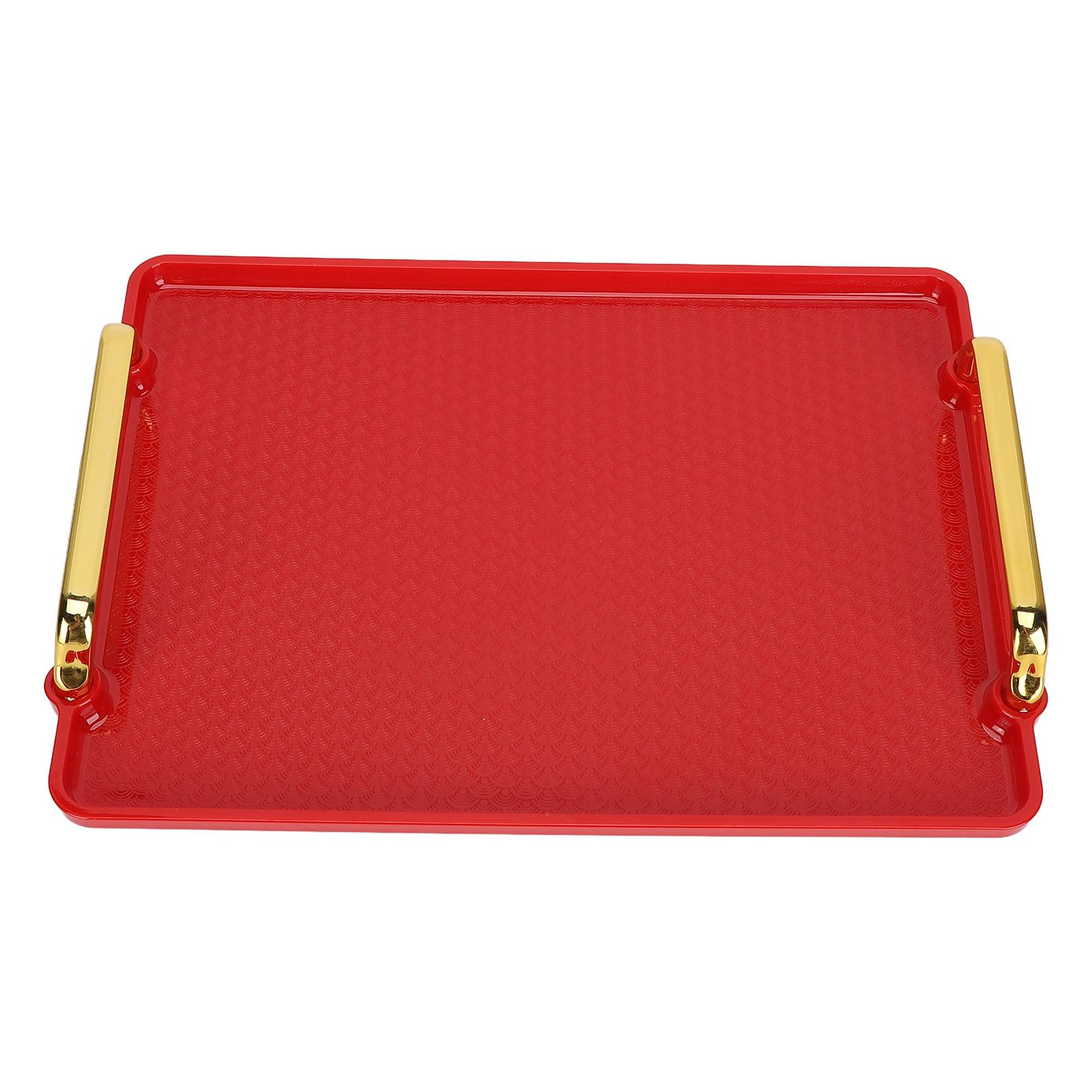 

Декоративный поднос Элегантная изысканная текстура Эргономичный сервировочный поднос с ручками для косметических средств красный