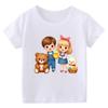 Kids Tales Girls Summer Tshirt Short Sleeve Crew Neck Top Modal Fabric Roundneck Cartoon Print Shirt