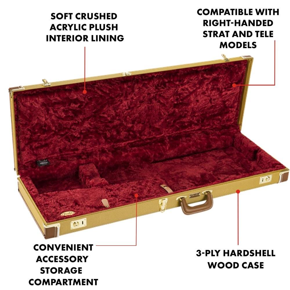 Electric Guitar Hard Case Classic Series Wood for Strat/Tele, Tweed