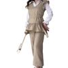 2024 Autumn Women's Solid Color Ruffle Sleeve Top & Wide Leg Pants Set