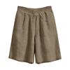 Women's Fashion  Color Pocket Five-Foot Loose Elastic Waist Cotton Linen Shorts