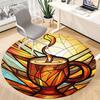 1pc Coffee Cup Office Round Area Rug, Indoor Mat Suitable ForOffice, Under Office Chairs Bedroom Living Room Home Decor, D124